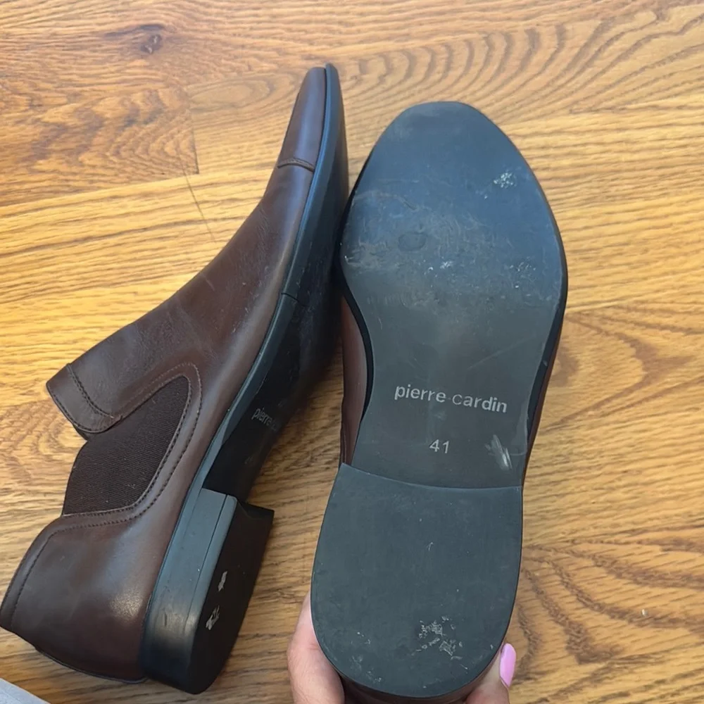 Men’s Pierre Cardin Brown Leather Slip-On Dress Shoes size 41